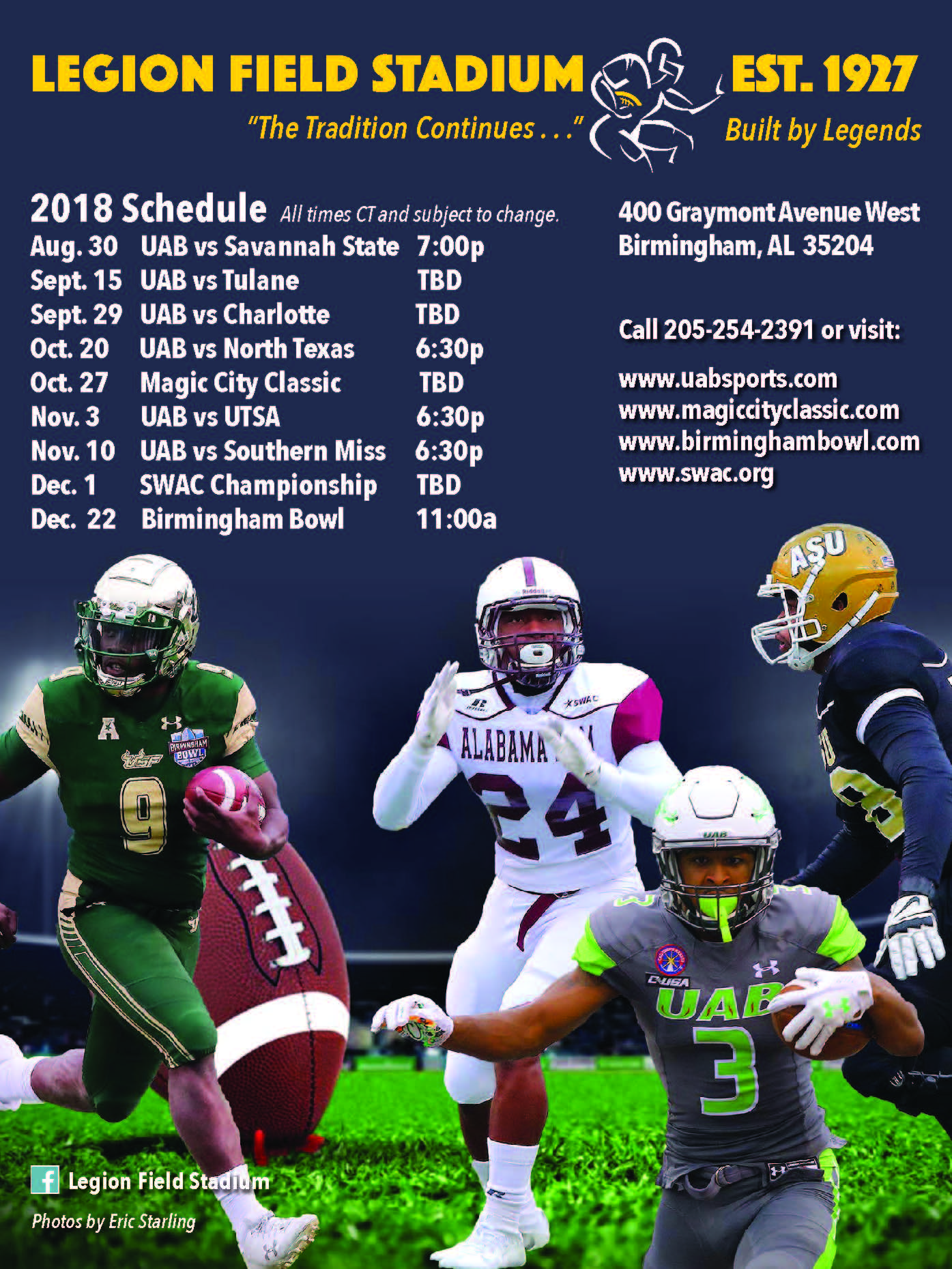 LEGION FIELD SCHEDULE Times ad July 2018 « The Official Website for the