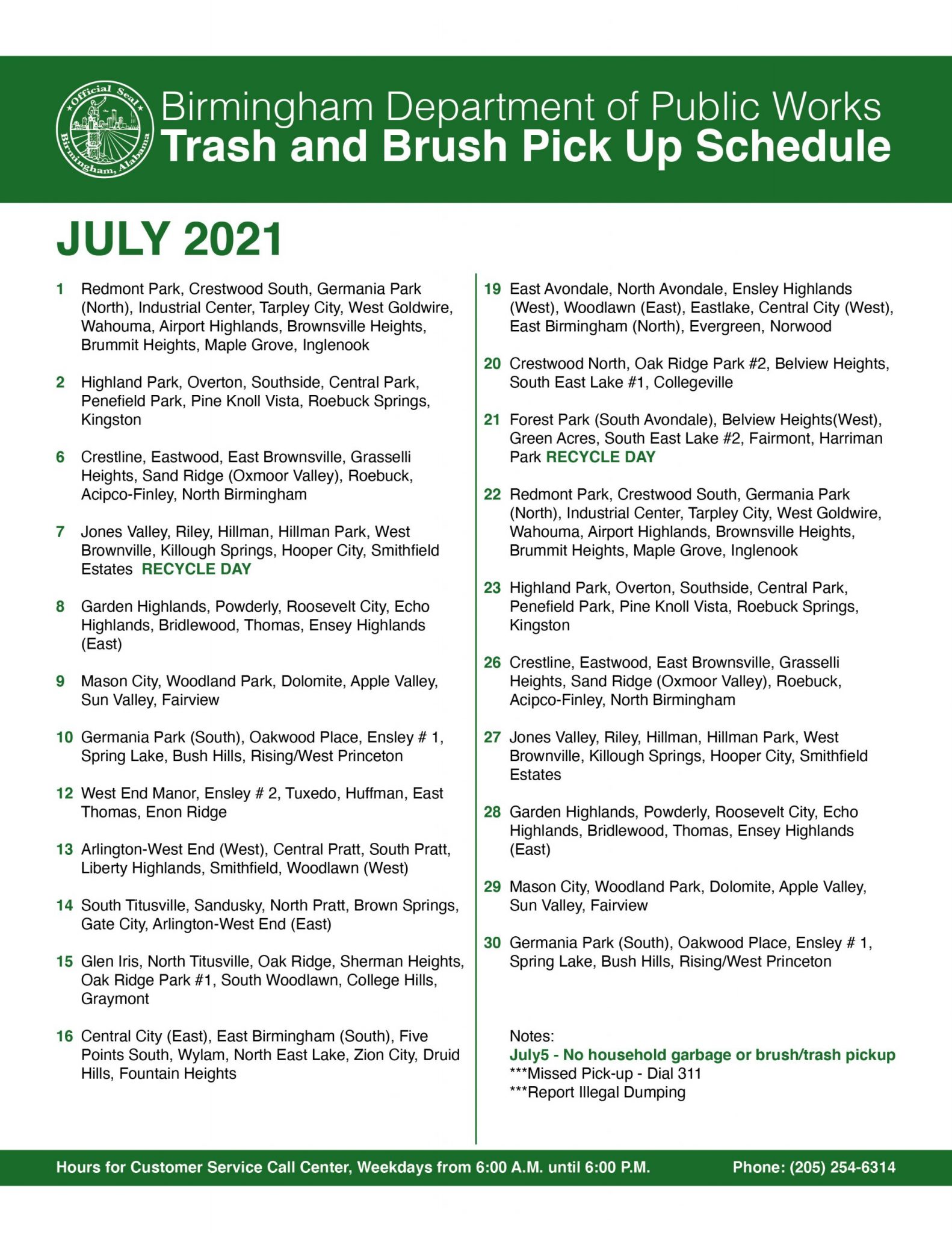 2021.7.July-Bulk-Trash-Pick-Up-Schedule-scaled « The Official Website for the City of Birmingham